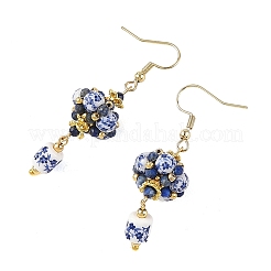 Handmade Flower Printed Porcelain Dangle Earrings&nbsp;EJEW-MZ00751