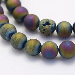 Electroplate Natural Druzy Agate Beads Strands&nbsp;G-G708-8mm-07