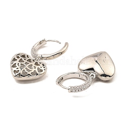 Brass with Cubic Zirconia Dangle Hoop Earrings&nbsp;EJEW-G362-02P