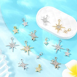 16Pcs 8 Styles Brass & Alloy & Rhinestone & Cubic Zirconia Pendants Sets&nbsp;FIND-YW0011-28
