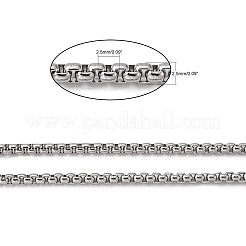 Non-Tarnish 3.28 Feet 304 Stainless Steel Box Chains&nbsp;X-CHS-K001-37B