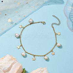 Iron with Shell Pearl Beads Anklet&nbsp;AJEW-AN00610