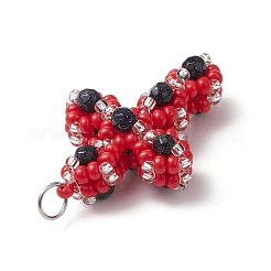 Glass Seed Beaded Cross Pendants&nbsp;PALLOY-MZ00642-02