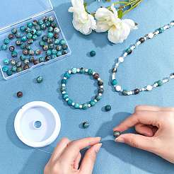 Dyed Natural Ocean Agate/Ocean Jasper Round Beads Strands&nbsp;G-AR0002-55