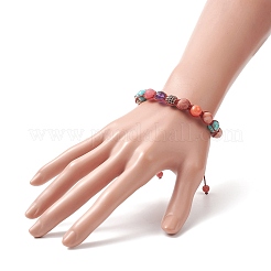 Round Natural Mixed Gemstone Braided Bead Bracelet&nbsp;BJEW-JB09298