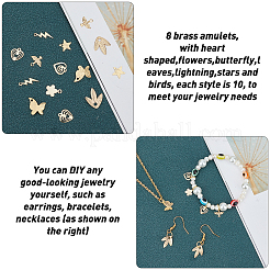 80Pcs 8 Style Brass Charms&nbsp;KK-FH0002-12