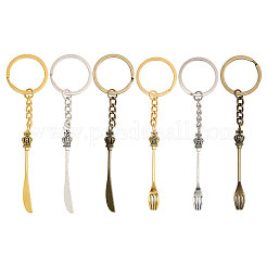 6Pcs 6 Styles Alloy Fork/Knife Keychian&nbsp;KEYC-CA0001-57