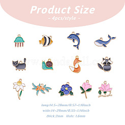 52Pcs 13 Style Rack Plating Alloy Pendants&nbsp;ENAM-CD0001-21-RS