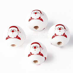 Painted Natural Wood Beads&nbsp;WOOD-N006-188