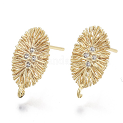 Brass Micro Pave Cubic Zirconia Stud Earring Findings&nbsp;KK-T056-03G-NF