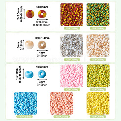 45G 9 Colors Two Tone Opaque Colours Glass Seed Beads&nbsp;SEED-TA0001-22