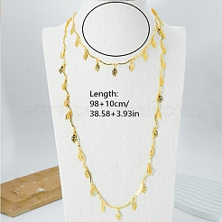 Brass Leaf Fringe Wave Bar Link Chain Long Necklaces for Women&nbsp;XF0394-1