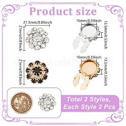 4Pcs 2 Styles Alloy & Brass Rhinestone Cufflinks&nbsp;DIY-NB0013-79A