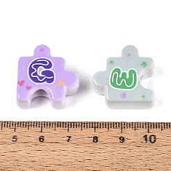 UV Plating Opaque Printed Acrylic European Beads&nbsp;OACR-N153-05