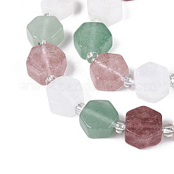 Natural Strawberry Quartz & Rainbow Moonstone & Green Aventurine Beads Strands&nbsp;G-T144-17A-02