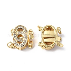 Rack Plating Brass Micro Pave Clear Cubic Zirconia Box Clasps&nbsp;KK-E073-03G