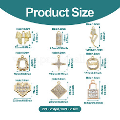 18Pcs 9 Style Alloy Crystal Rhinestone Pendants&nbsp;FIND-SW0001-30