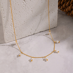 Elegant Round White Imitation Pearl Pendant Bib Necklaces&nbsp;FU4888