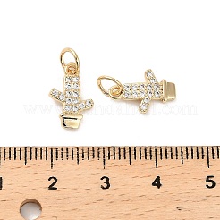 Brass Micro Pave Cubic Zirconia Pendants&nbsp;KK-B133-01G