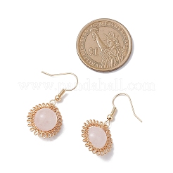 Natural Rose Quartz Flower Dangle Earrings&nbsp;EJEW-JE06720-01