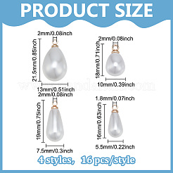 64Pcs 4 Styles ABS Plastic Imitation Pearl Pendants&nbsp;FIND-PH0027-71G