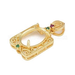Rectangle Brass Micro Pave Cubic Zirconia Pendant Cabochon Settings&nbsp;KK-U026-02G