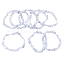 Natural Blue Lace Agate Beaded Stretch Bracelets&nbsp;BJEW-F414-02B-12