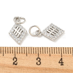Rack Plating Brass Micro Pave Clear Cubic Zirconia Pendants&nbsp;KK-B093-08P
