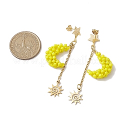 Glass Seed Beaded Dangle Stud Earrings for Women&nbsp;EJEW-MZ00214