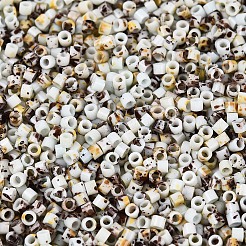 Spray Painted Picasso Cylinder Glass Seed Beads&nbsp;GLAA-T028-12A-09