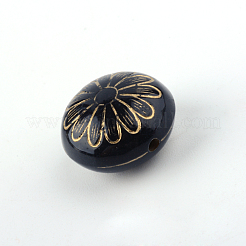 Flat Round with Flower Plating Acrylic Beads&nbsp;PACR-Q102-213B