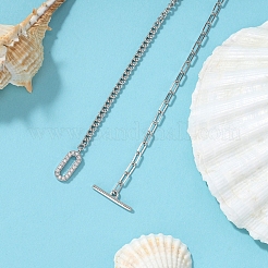 Rhodium Plated 925 Sterling Silver Curb Chain & Paperclip Chain Anklets&nbsp;AJEW-F162-002P