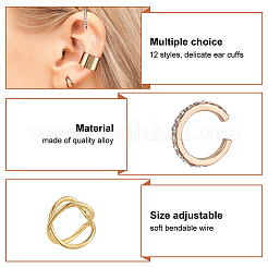 12Pcs 12Pcs Wave & Criss Cross Alloy Cuff Earrings&nbsp;EJEW-AN0001-78