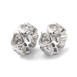 Brass Micro Pave Cubic Zirconia European Beads&nbsp;KK-P234-24P