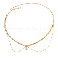 Zinc Alloy with Plastic Pearl Link Chain Double Layer Waist Belly Chains for Women&nbsp;FS-WGDE03B-01