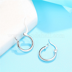 Rhodium Plated 925 Sterling Silver Hoop Earrings&nbsp;JE835A-01
