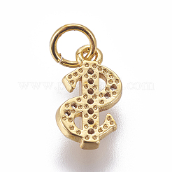 Brass Micro Pave Cubic Zirconia Charms&nbsp;ZIRC-E161-02G