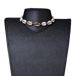 Cowrie Shell Braided Choker Necklaces&nbsp;NJEW-JN02387-01