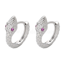 Brass Cubic Zirconia Hoop Earrings&nbsp;EJEW-Q014-09P