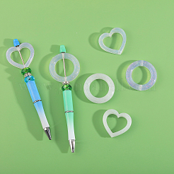 12Pcs 6 Style Heart/Ring Glitter Silicone Beads&nbsp;SIL-CA0002-82