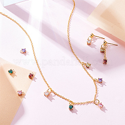 12Pcs 6 Colors Brass Micro Pave Cubic Zirconia Charms&nbsp;KK-GA0001-89