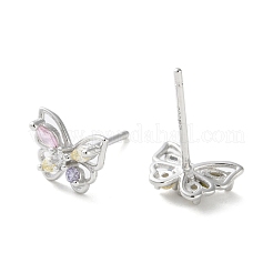 925 Sterling Silver Micro Pave Clear Cubic Zirconia Stud Earrings&nbsp;EJEW-P296-25P