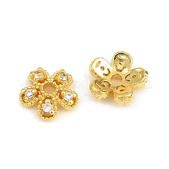 Brass Micro Pave Clear Cubic Zirconia Bead Caps&nbsp;CU-CBA6A75-28G