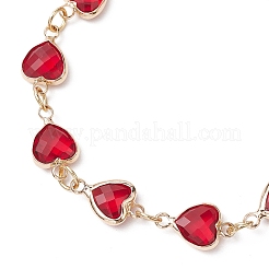 Heart K9 Glass & 304 Stainless Steel Link Bracelets for Women&nbsp;BJEW-JB10612