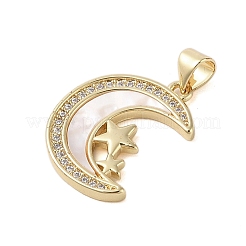 Brass Micro Pave Clear Cubic Zirconia Pendants&nbsp;KK-I712-48G-02