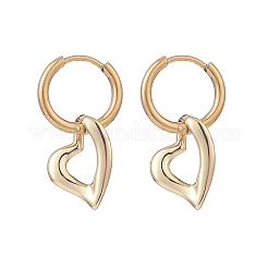2 Pairs 2 Colors Brass Heart Dangle Hoop Earrings&nbsp;EJEW-JE05066