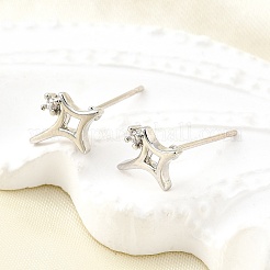 Brass Micro Pave Clear Cubic Zirconia Stud Earrings&nbsp;EJEW-M103-03P