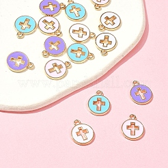 16Pcs 4 Colors Light Gold Plated Alloy Enamel Pendants&nbsp;ENAM-FS0001-85