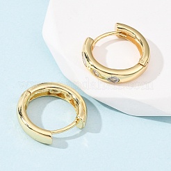 Brass Clear Cubic Zirconia Hoop Earrings&nbsp;EJEW-L277-02G