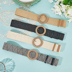 4Pcs 4 Colors Straw Woven Chain Belts with PP Plastic Ring Buckles&nbsp;AJEW-CY0001-80